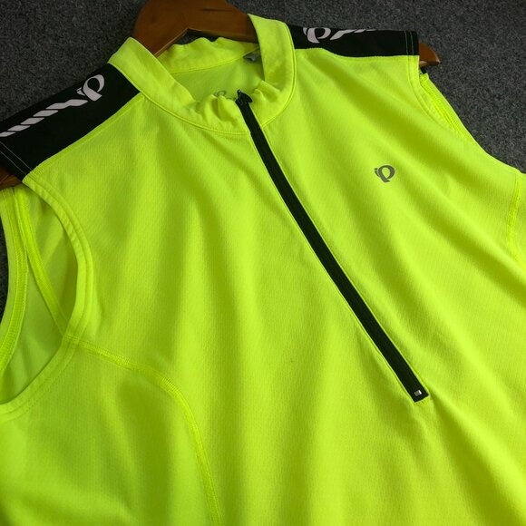 Pearl Izumi Cycling Vest Mens XXL 2XL Yellow Hi Vis Water Bottle Pockets Zip - Picture 2 of 8